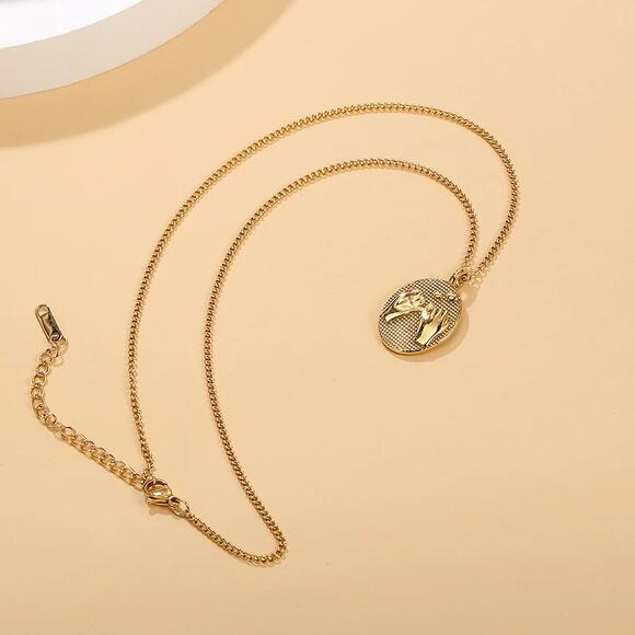 Pinky Promise Oval Pendant Necklace Friendship Gift For Her 18K Gold Plated - Picture 13 of 13